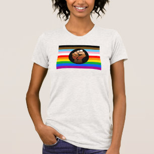 HBTQ+ Framstegs POC Pride Flagga T Shirt