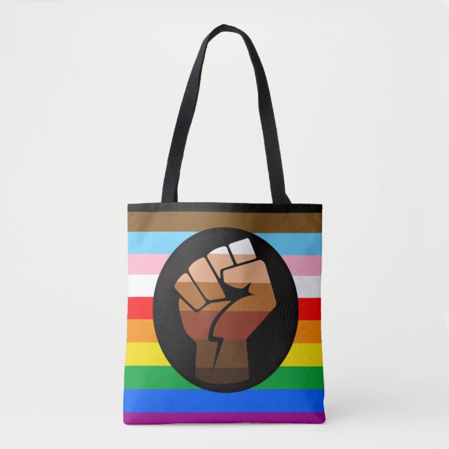 HBTQ+ Framstegs POC Pride Flagga Tygkasse (Framsida)