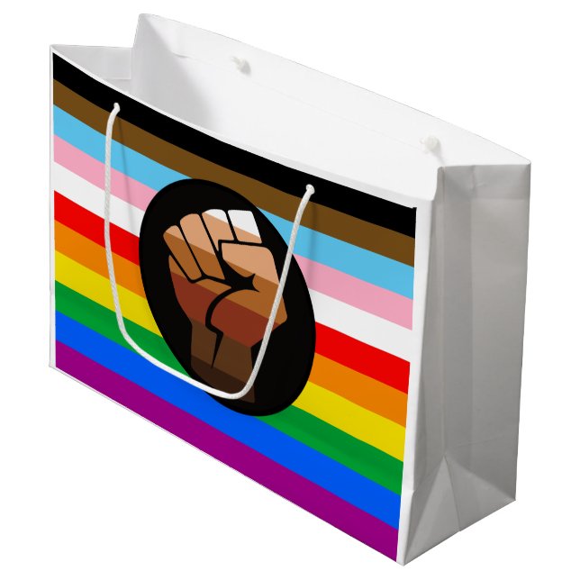 HBTQ+ Framstegs POC stolthet flagga (Framsidan Vinklad)