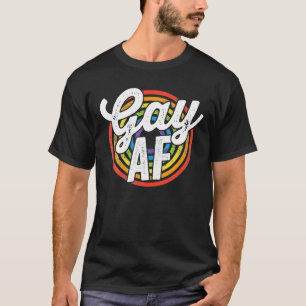 HBTQ Gay AF Pride HBTQ Allierad Regnbågsflagga Ret T Shirt
