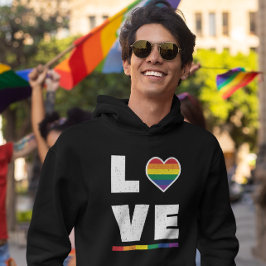 HBTQ Gay Pride Flag Distressed Grunge Kärlek Hoodie
