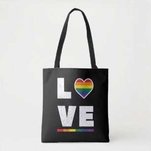 HBTQ Gay Pride Flag Distressed Grunge Kärlek Tygkasse