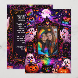 🎃🌈 HBTQ Halloween Anpassad personlig hälsningsko Inbjudningar