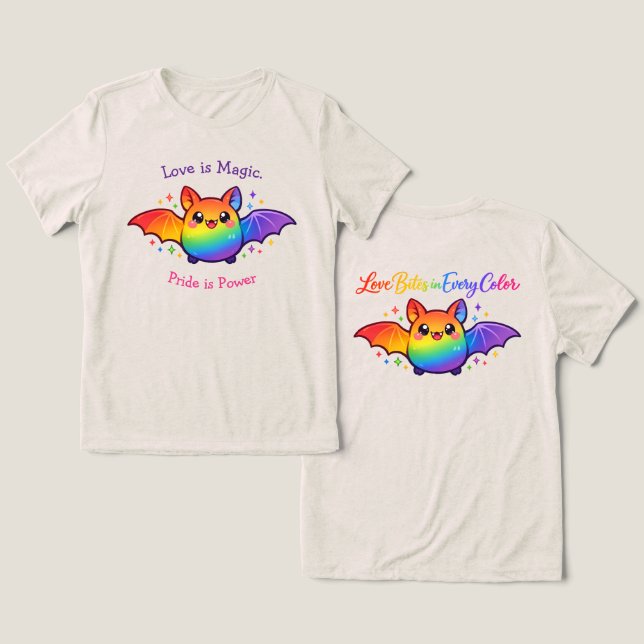 🦇🌈HBTQ Halloween-kärlek är magisk. Pride är makt T Shirt (Design fram och bak)