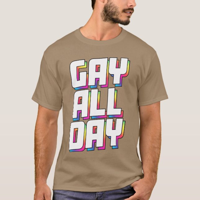 HBTQ HELA DAN blå 70-tals rolig T Shirt (Framsida)