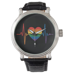 HBTQ-hjärtan Hjärtstolt Pride Hbtq Gay Lesbisk Tra Armbandsur