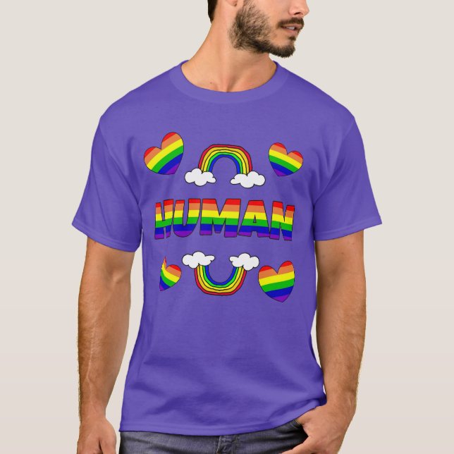 HBTQ+ i regnbågsbokstäver T Shirt (Framsida)
