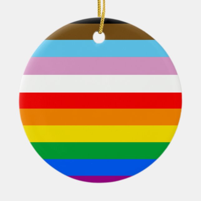 HBTQ+ INKLUDERANDE PRIDEFLAGG JULGRANSPRYDNAD KERAMIK (Framsidan)