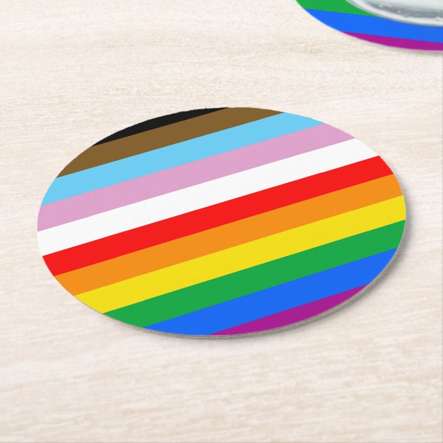 HBTQ+ INKLUDERANDE PRIDEFLAGG UNDERLÄGG PAPPER RUND (Vinklad)