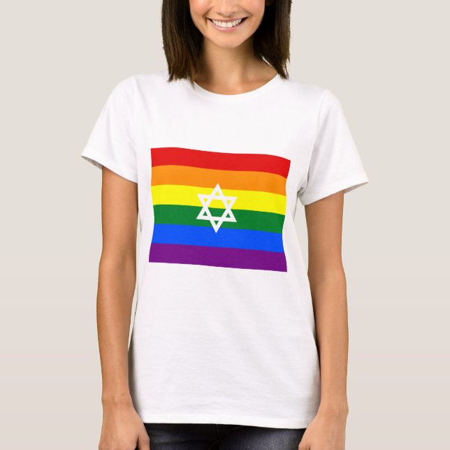 Hbtq-judisk stolthetsflagga t shirt (Framsida)