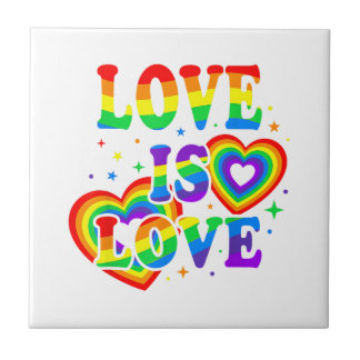 HBTQ Kärlek är kärlek Gay Pride HBTQ regnbågsflagg Kakelplatta