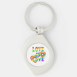HBTQ Kärlek är kärlek Gay Pride HBTQ regnbågsflagg Swirl Silverfärgad Nyckelring