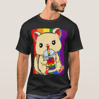 Hbtq-katten Dricker Boba Söt Kawaii Kittengay T Shirt
