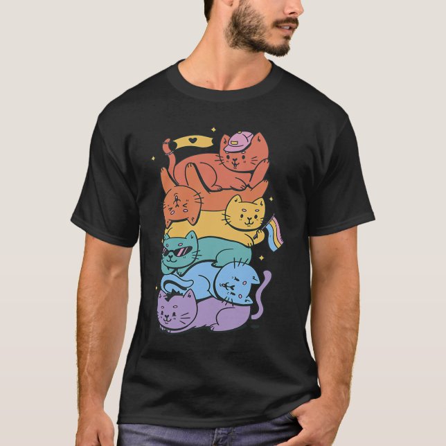 HBTQ Katter Stödjer Pride T Shirt (Framsida)