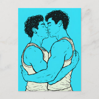 HBTQ-konst med kyssande gaypar – Ömhet Vykort