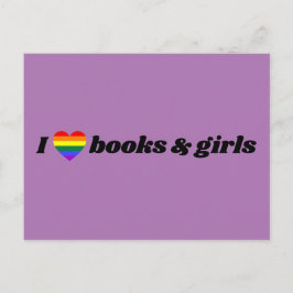 HBTQ Lesbisk Jag älskar Böcker och Flickor Vykort