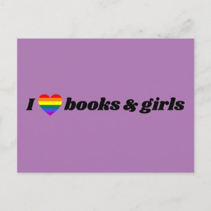 HBTQ Lesbisk Jag älskar Böcker och Flickor Vykort