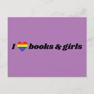HBTQ Lesbisk Jag älskar Böcker och Flickor Vykort