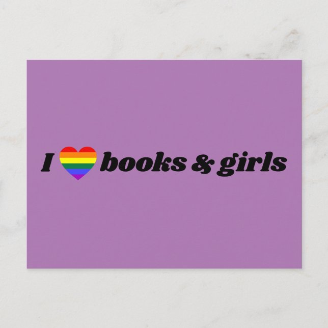 HBTQ Lesbisk Jag älskar Böcker och Flickor Vykort (Framsida)