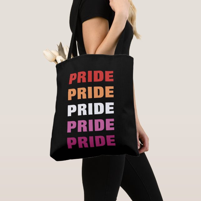 HBTQ Lesbisk stolthet Anpassningsbar upprepad text Tygkasse (Närbild)