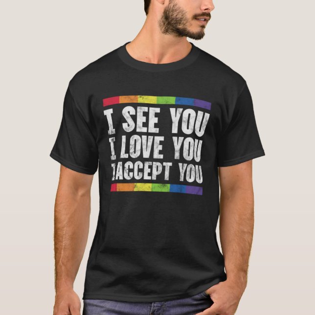 HBTQ Mamma Pappa Gay Lesbisk Pride Allierad Regnbå T Shirt (Framsida)