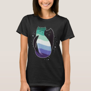 HBTQ-man katter flagga HBTQ manlig svart Yin Yang T Shirt