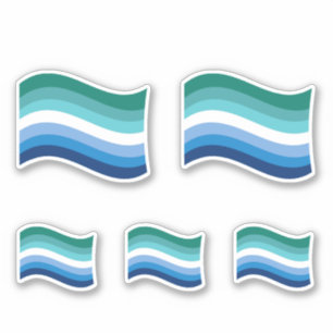 HBTQ Man Pride Azurblå Vågig Flagga Klistermärken