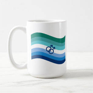 Hbtq Manlig Kärlek Pride Azurblå Vågig Flagga Kaffemugg