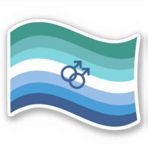 HBTQ Manlig Kärlek Pride Azurblå Vågig Flagga Klistermärken