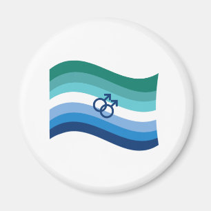 HBTQ Manlig Kärlek Pride Azurblå Vågig Flagga Magnet