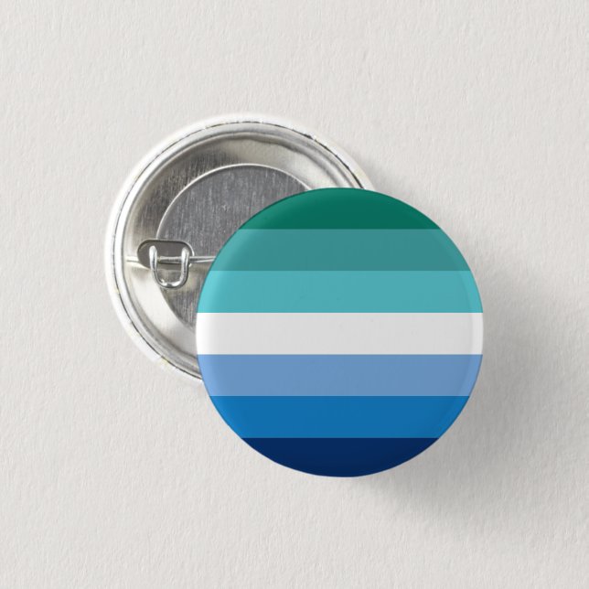 Hbtq Manlig Prideflagga (Azure) Knapp (Framsida & baksida)