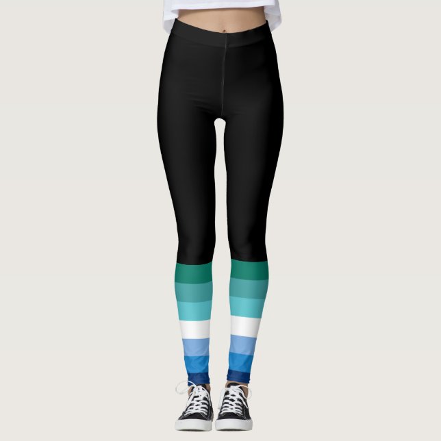Hbtq Manlig Prideflagga (Azure) Leggings (Framsida)