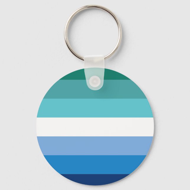 Hbtq Manlig Prideflagga (Azure) Nyckelring (Framsida)