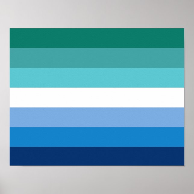 Hbtq Manlig Prideflagga (Azure) Poster (Framsidan)