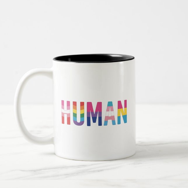 HBTQ-människors flagga gay Pride-månad transperson Två-Tonad Mugg (Vänster)