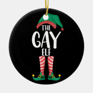 HBTQ-matchande familjejulparty för gayälvor Julgransprydnad Keramik