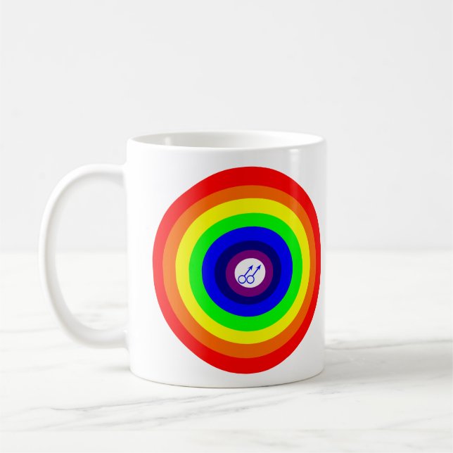 HBTQ-mugg med rund regnbåge för män Kaffemugg (Vänster)