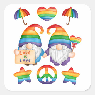 HBTQ-par Gnomes Pride, Mr & Mr HBTQ-bröllop, Hans Fyrkantigt Klistermärke