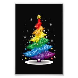 HBTQ-prestige regnbåge julgran God Jul Fototryck