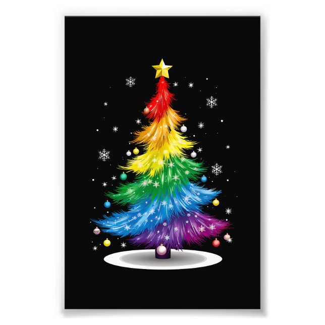 HBTQ-prestige regnbåge julgran God Jul Fototryck (Framsidan)