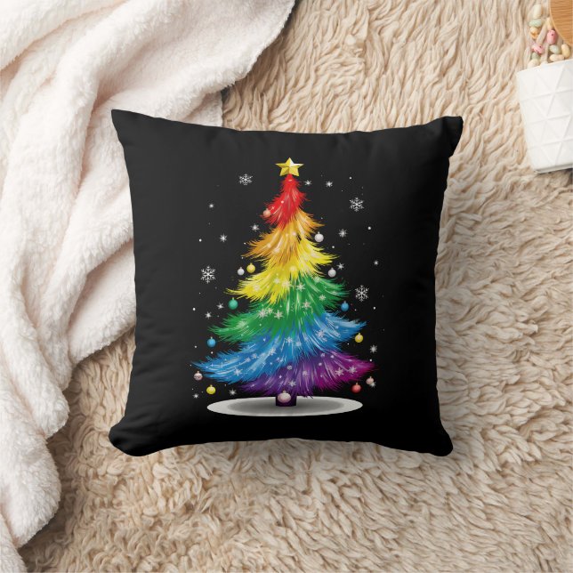 HBTQ-prestige regnbåge julgran God Jul Kudde (Filt)