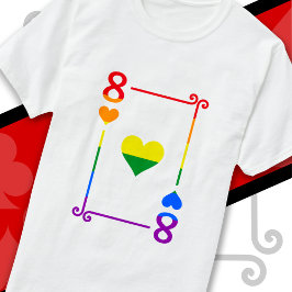 HBTQ Pride Flag spelkort Åtta hjärter 8 T Shirt
