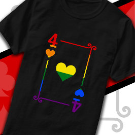 HBTQ Pride Flag Spelkort Fyra Hjärtan Kort T Shirt