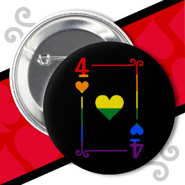 HBTQ Pride Flag Spelkort Fyra Kort 4 Hjärter Knapp