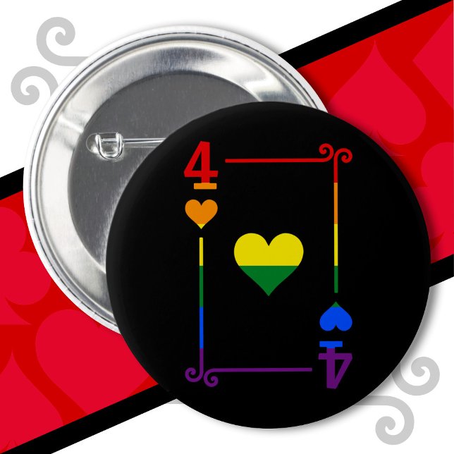 HBTQ Pride Flag Spelkort Fyra Kort 4 Hjärter Knapp (Skapare uppladdad)