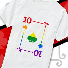 HBTQ Pride Flag spelkort Tio Spader T Shirt