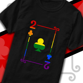HBTQ Pride Flag Spelkort Två Klöver 2 T Shirt