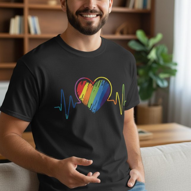 HBTQ Pride Gay Lesbisk Modern Regnbåge Hjärtats Pu T Shirt (Skapare uppladdad)