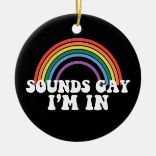 Hbtq Pride Hbtq Regnbåge Ljuder Gay Jag Är Med Gay Julgransprydnad Keramik