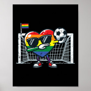 Hbtq Pride Hjärta Fotboll Lgbtq Stödregn Poster